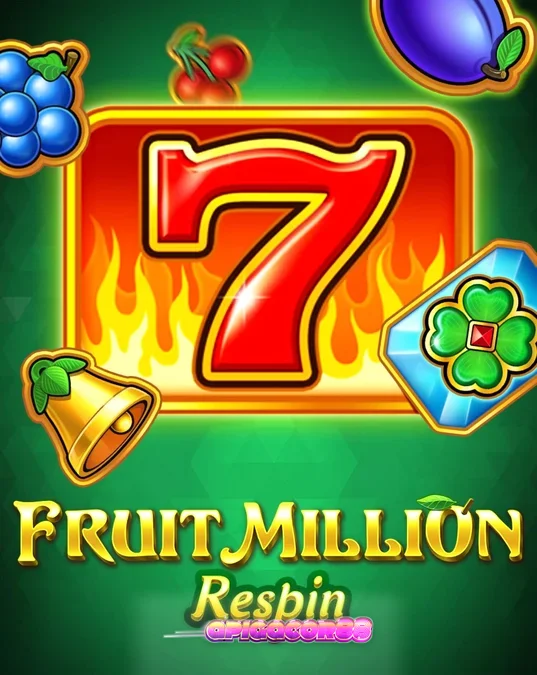 Tampilan visual slot Fruit Million Respin dengan simbol buah klasik dan latar belakang modern.
